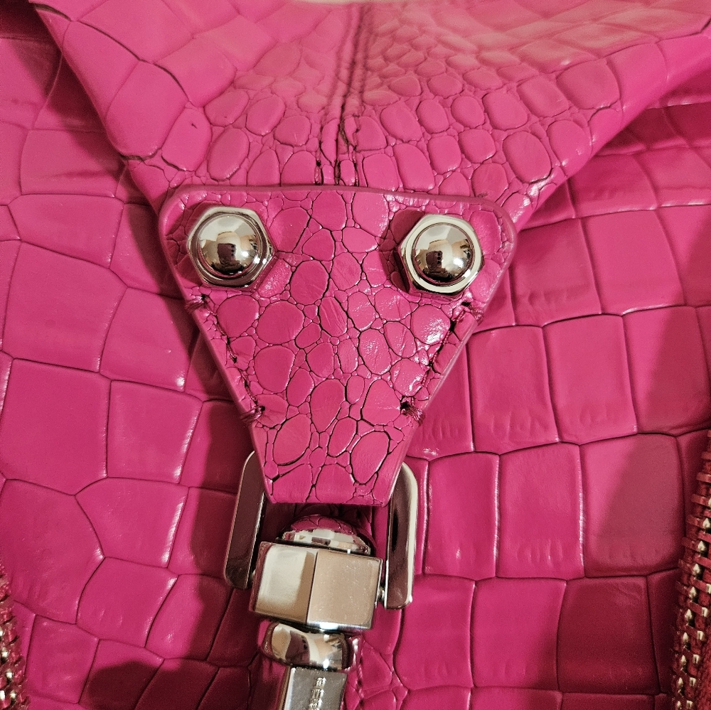 Hot Pink Rebecca Minkoff Julian Max Leather Croissant Hobo bag NEW $329 Retail - Picture 2 of 10